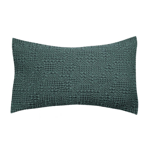 Coussin Tana prusse 40 x 65 cm en coton nid d'abeille