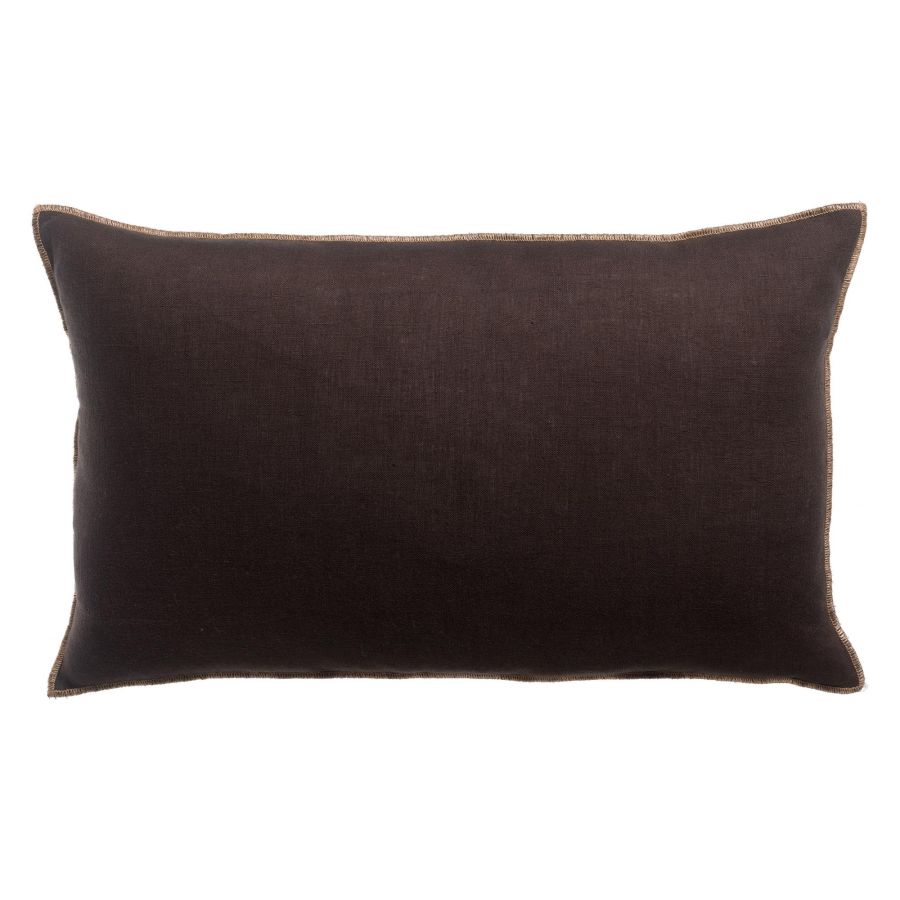 Coussin Zeff Céleste ébène 30 x 50 cm en lin lavé