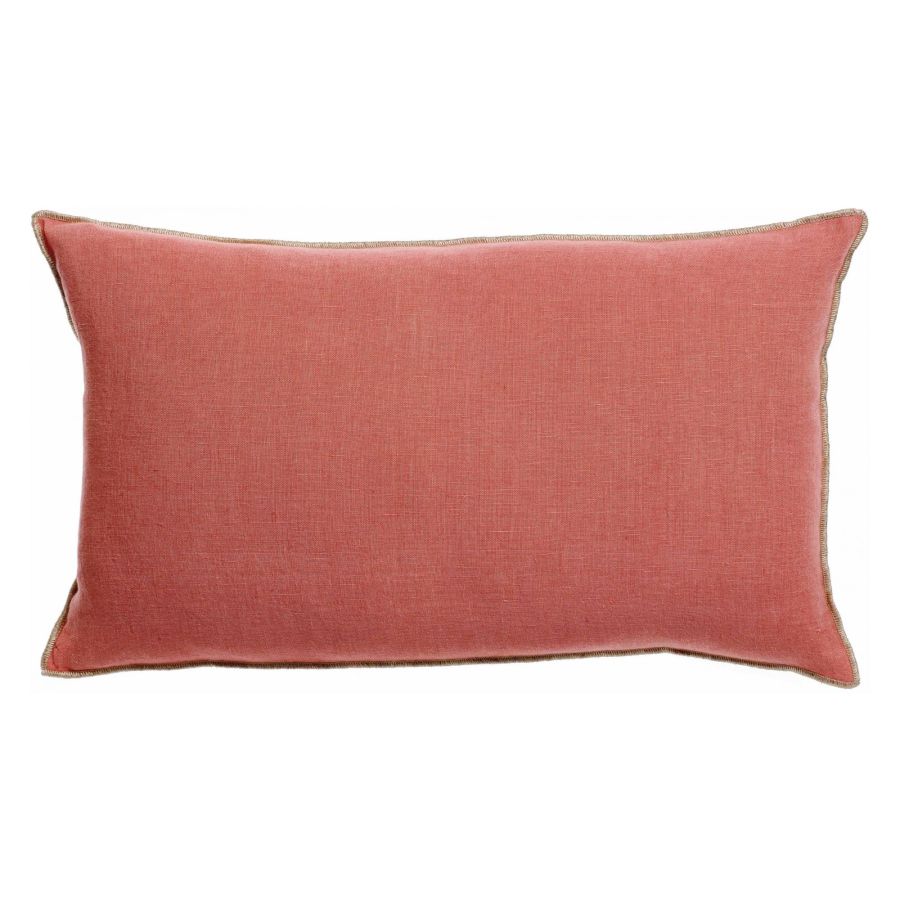 Coussin Zeff Céleste pêche 30 x 50 cm en lin lavé