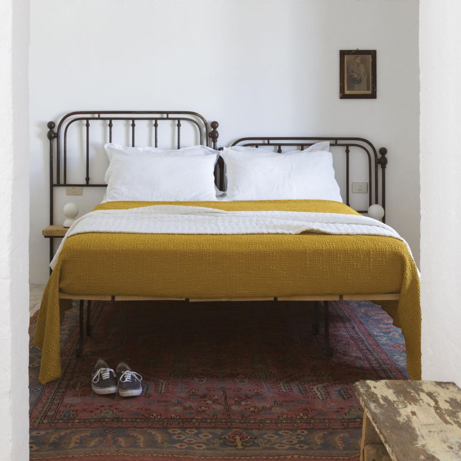 Jeté de lit Tana maïs 180 x 260 cm en coton nid d'abeille – vue 2