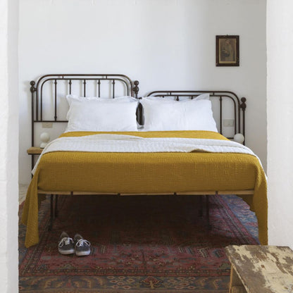 Jeté de lit Tana maïs 240 x 260 cm en coton nid d'abeille – vue 2