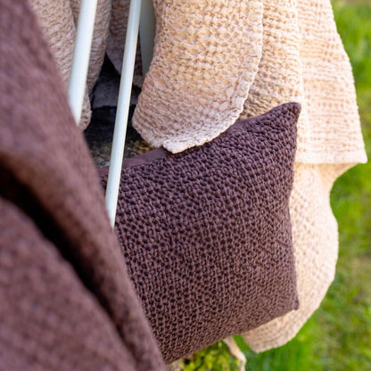 Jeté de lit Tana muscade 240 x 260 cm en coton nid d'abeille – vue 3
