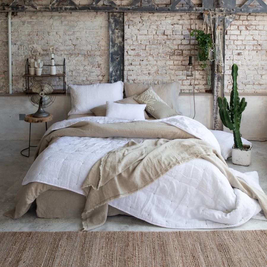 Jeté de lit Zeff blanc 180 x 260 cm en lin et coton – vue 2