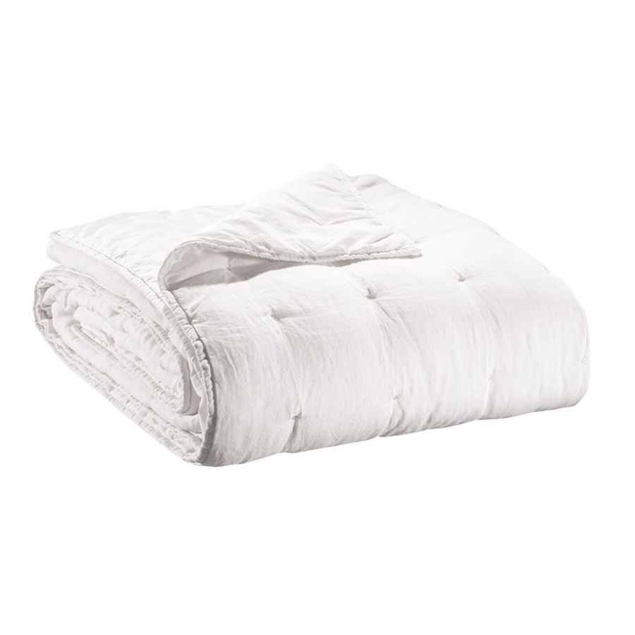 Jeté de lit Zeff blanc 180 x 260 cm en lin et coton