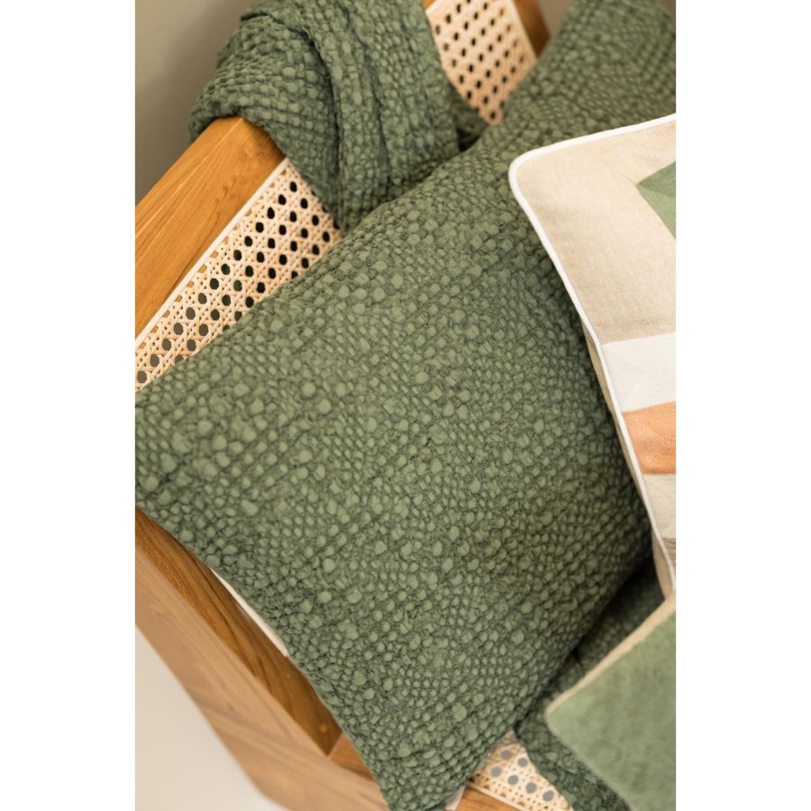 Plaid Tana olive 140 x 200 cm en coton nid d'abeille – vue 3