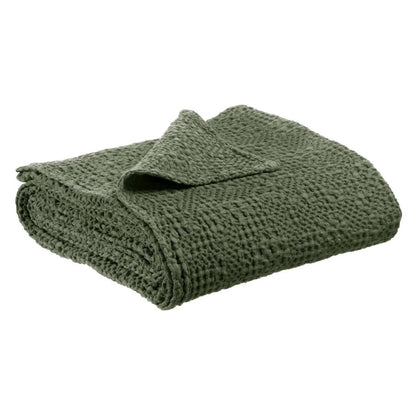 Plaid Tana olive 140 x 200 cm en coton nid d'abeille