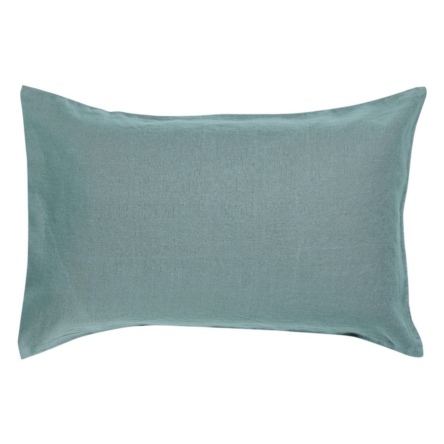 Taie d'oreiller Zeff vert de gris 50 x 75 cm en lin lavé